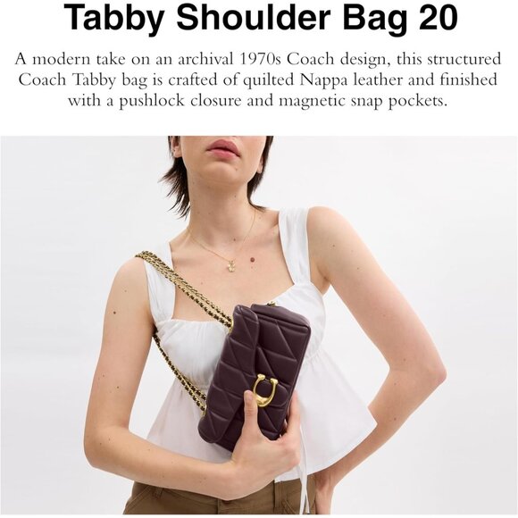 Coach Women Black Currant 100% Cow Leather Imported Push Lock Tabby Shoulder Bag - Picture 2 of 6